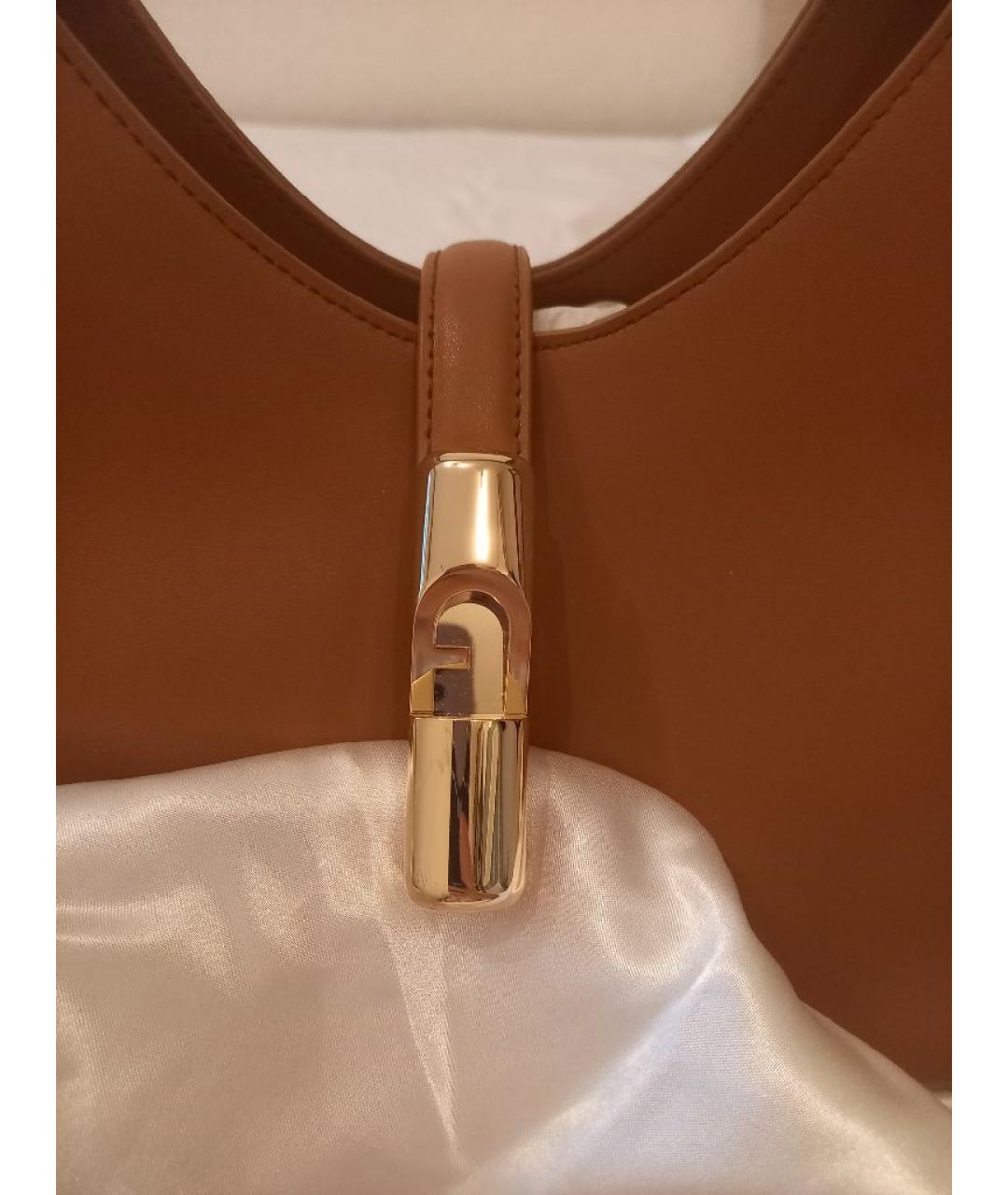 FURLA Коричневая кожаная сумка через плечо, фото 5