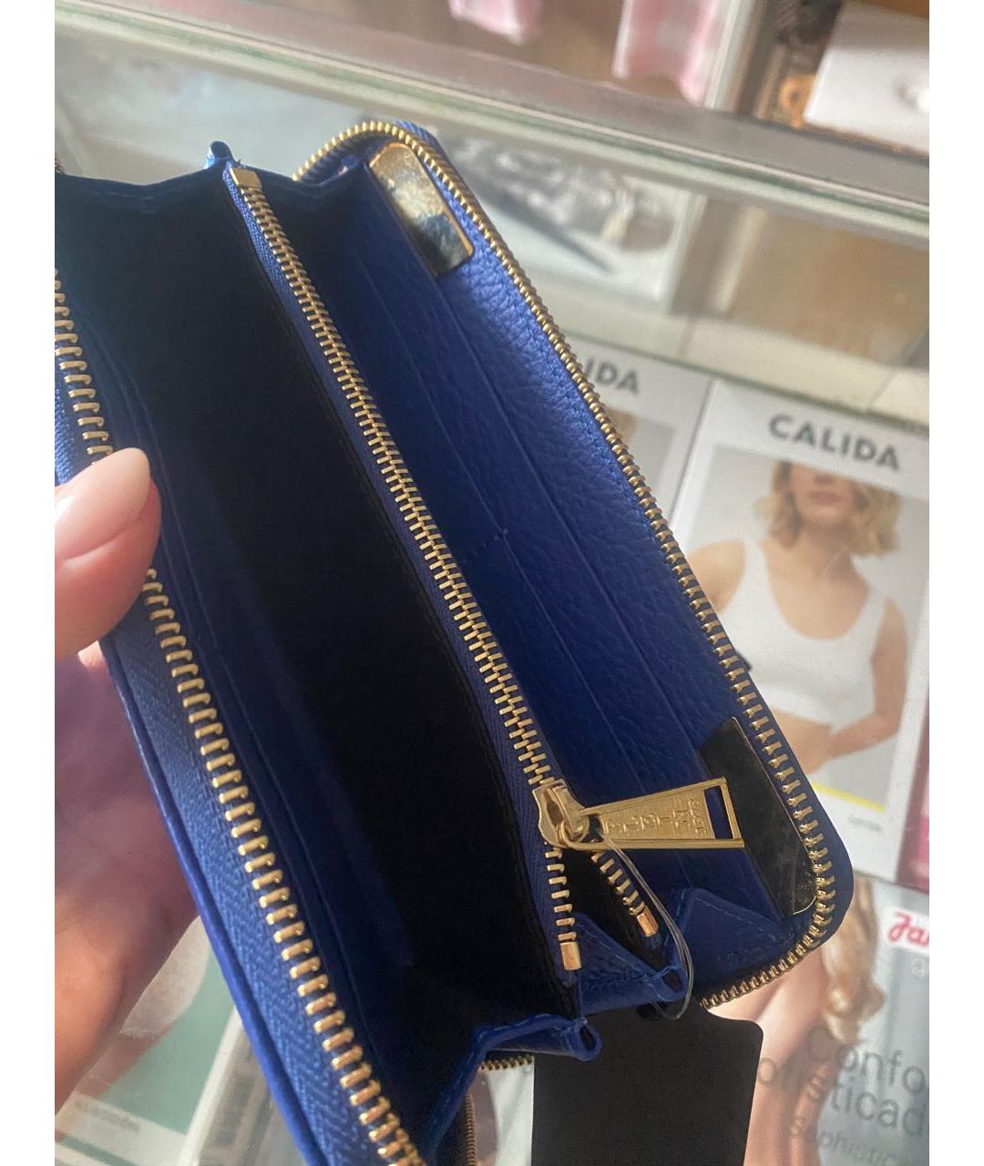 PHILIPP PLEIN Синий кожаный кошелек, фото 4