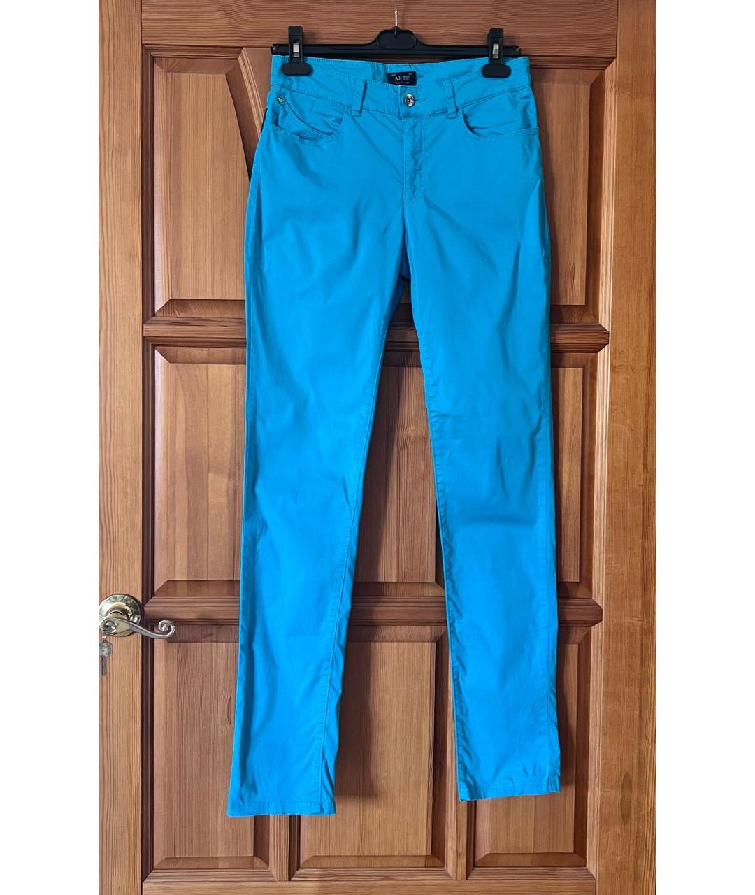 ARMANI JEANS Бирюзовые хлопковые джинсы слим, фото 4