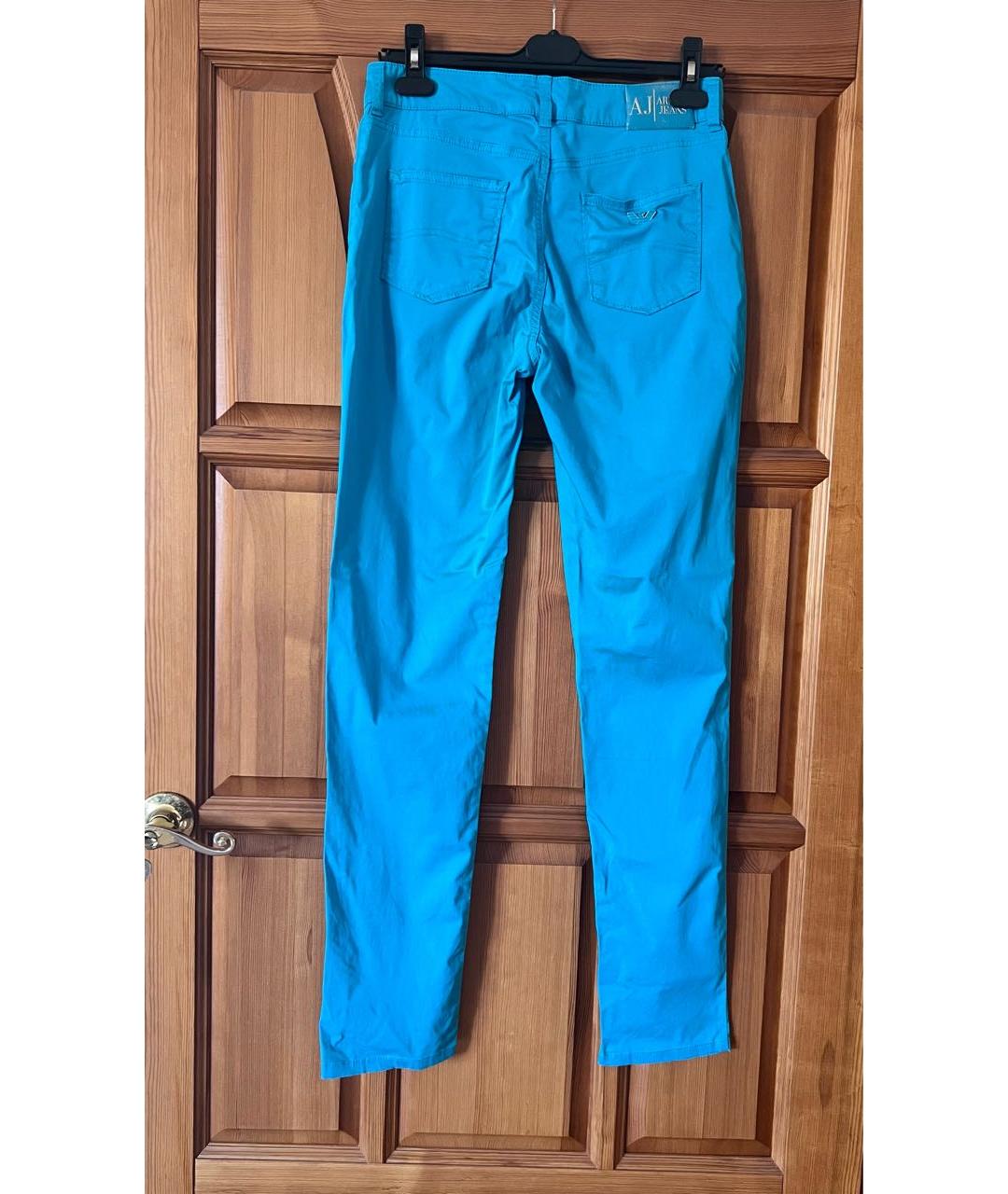 ARMANI JEANS Бирюзовые хлопковые джинсы слим, фото 2