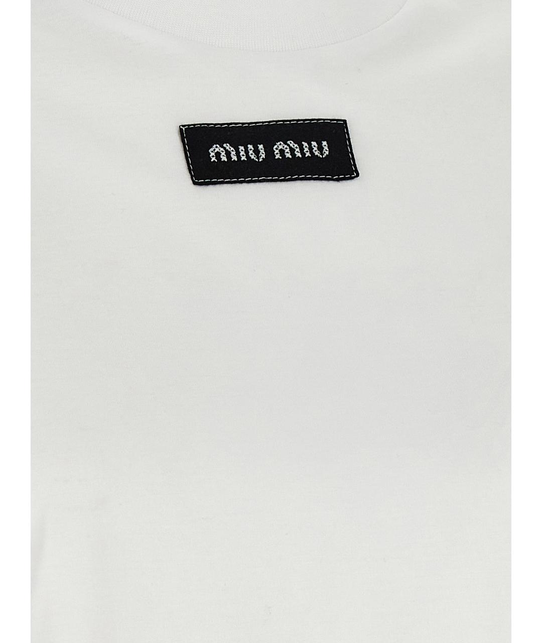 MIU MIU Белая хлопковая футболка, фото 4