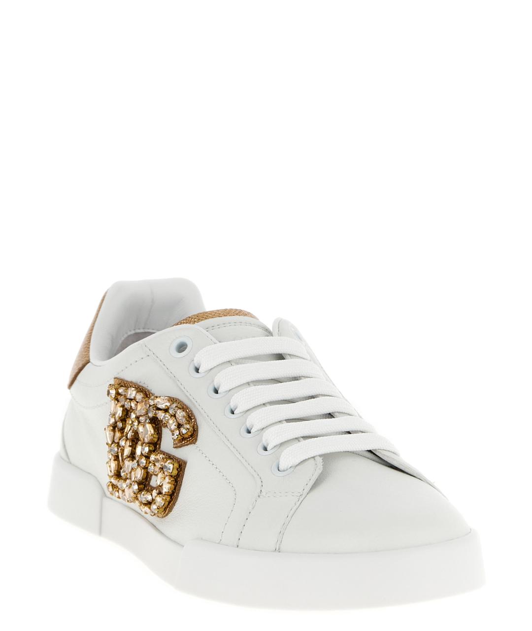 DOLCE&GABBANA Белые кожаные кеды, фото 2