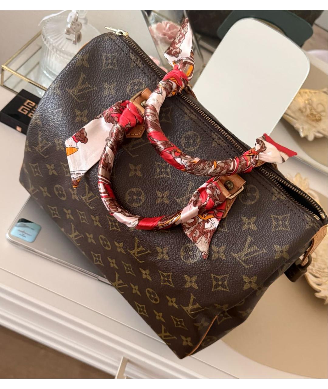 LOUIS VUITTON Коричневая канва сумка с короткими ручками, фото 2