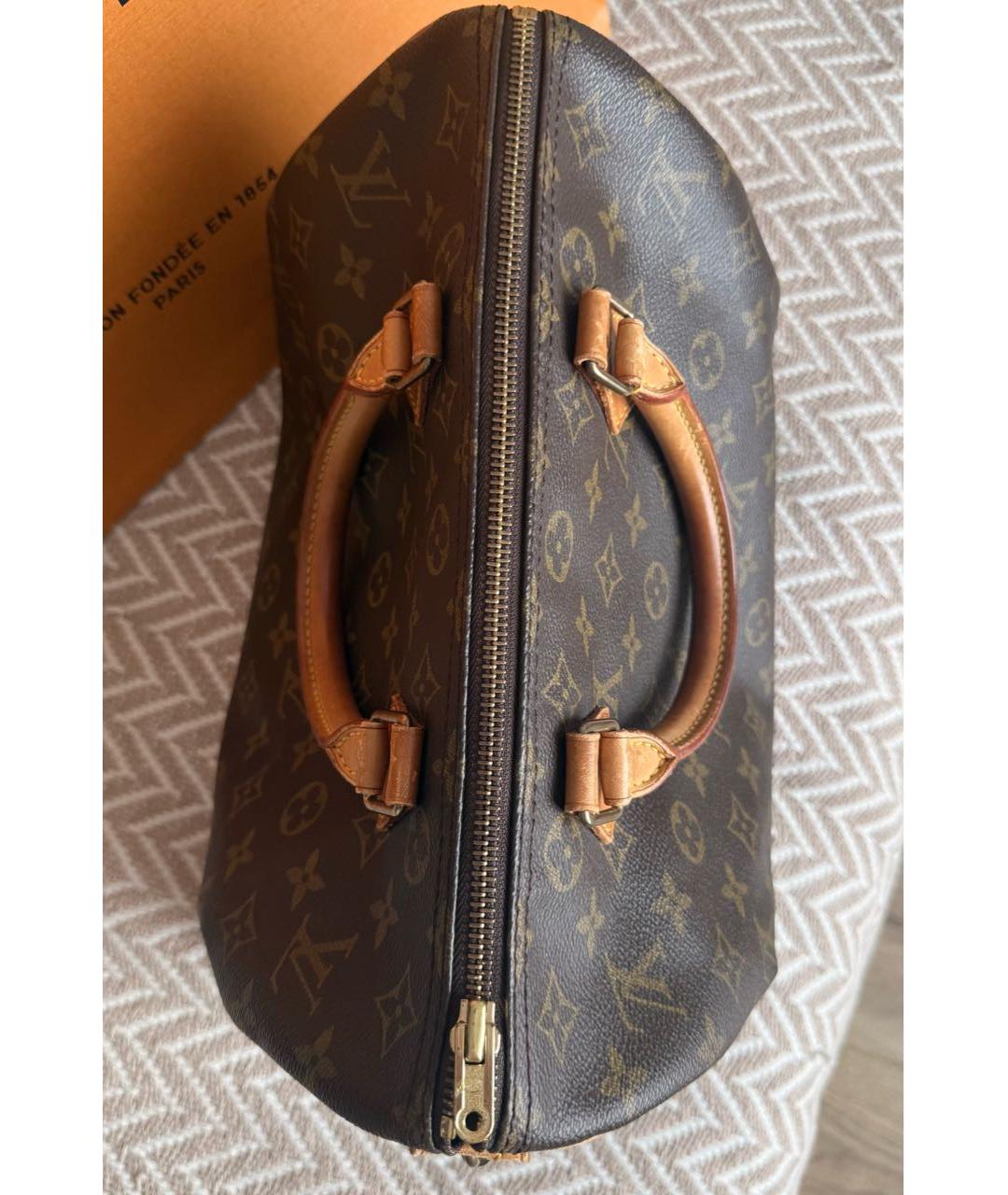 LOUIS VUITTON Коричневая канва сумка с короткими ручками, фото 4