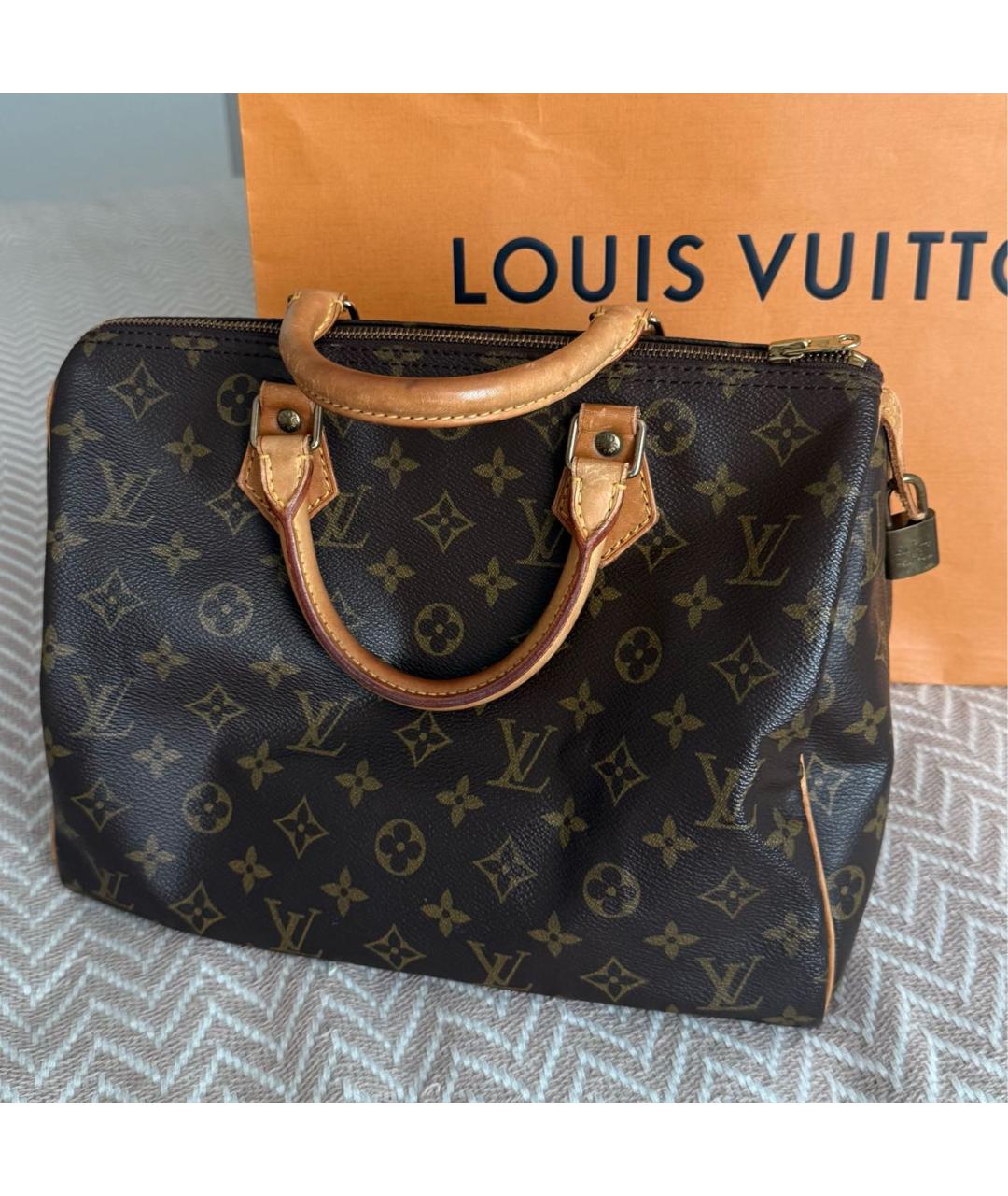 LOUIS VUITTON Коричневая канва сумка с короткими ручками, фото 9