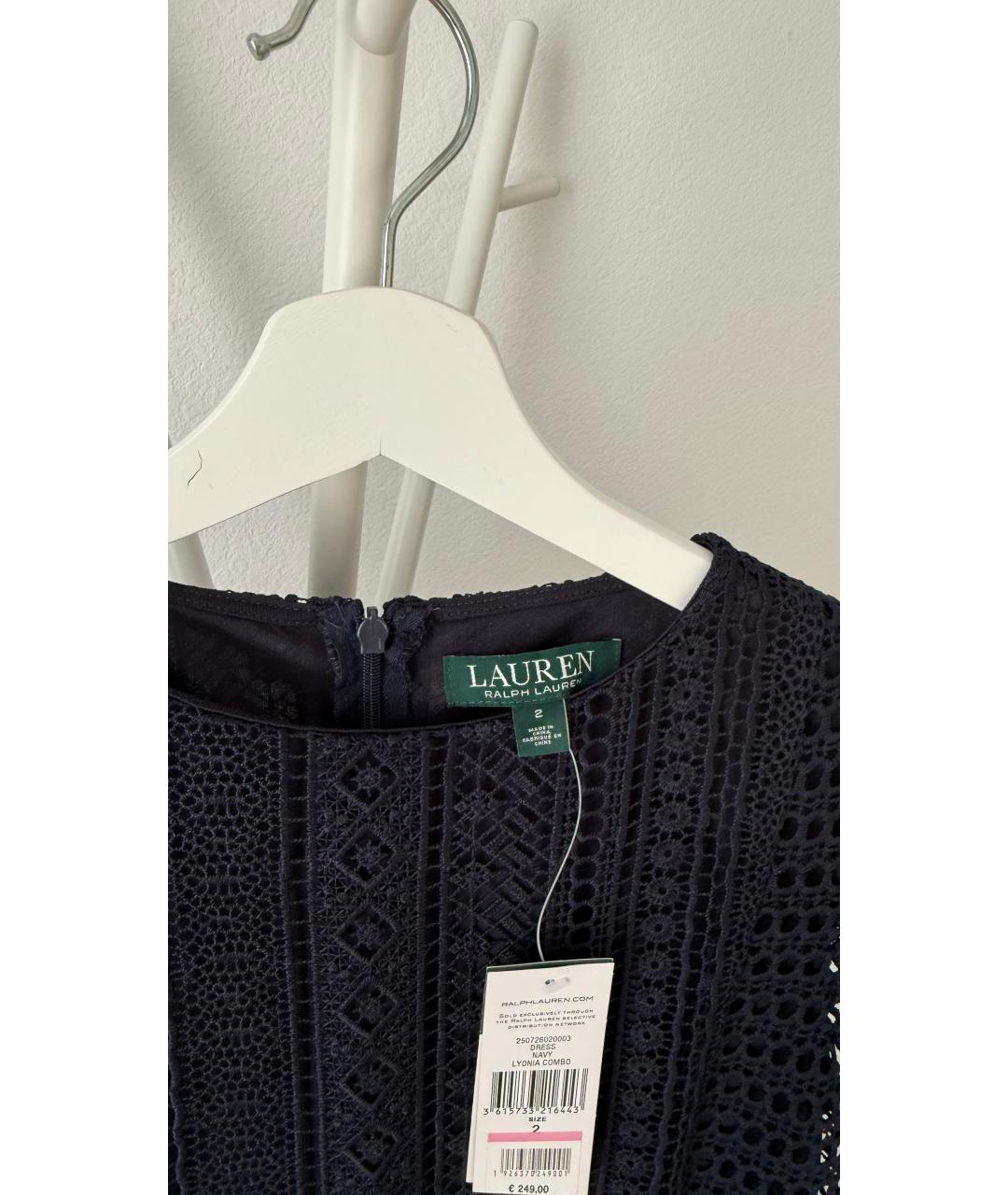 RALPH LAUREN Темно-синее полиэстеровое коктейльное платье, фото 3