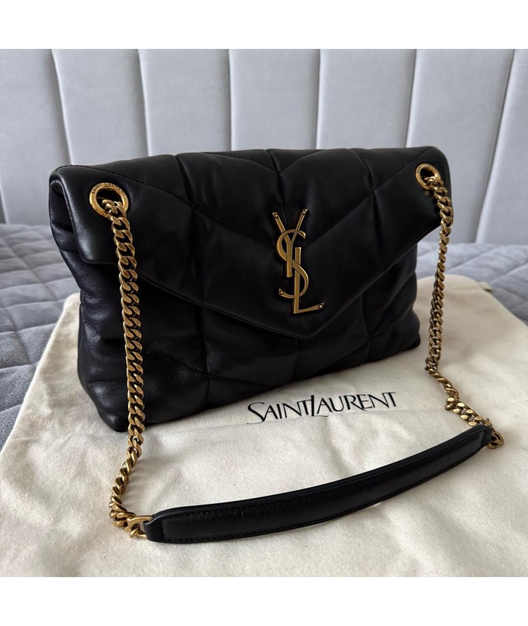 SAINT LAURENT Черная кожаная сумка через плечо, фото 2