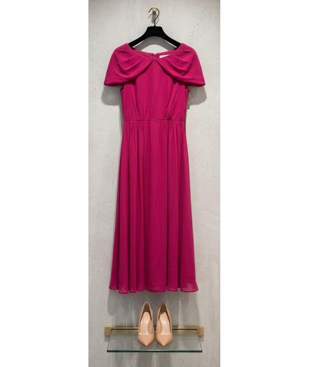 MAX MARA STUDIO Фуксия шелковое коктейльное платье, фото 5