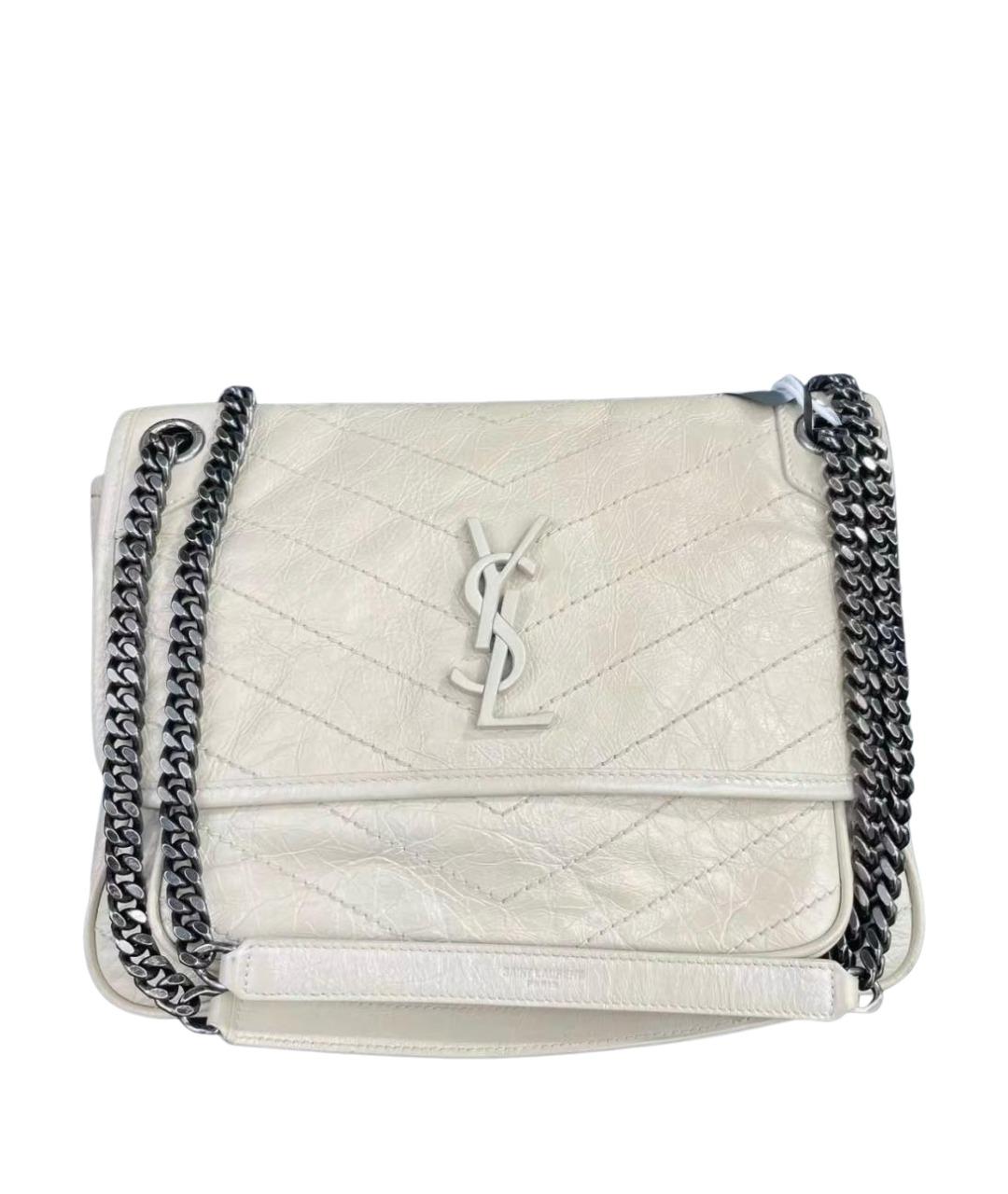 SAINT LAURENT Бежевая кожаная сумка через плечо, фото 1