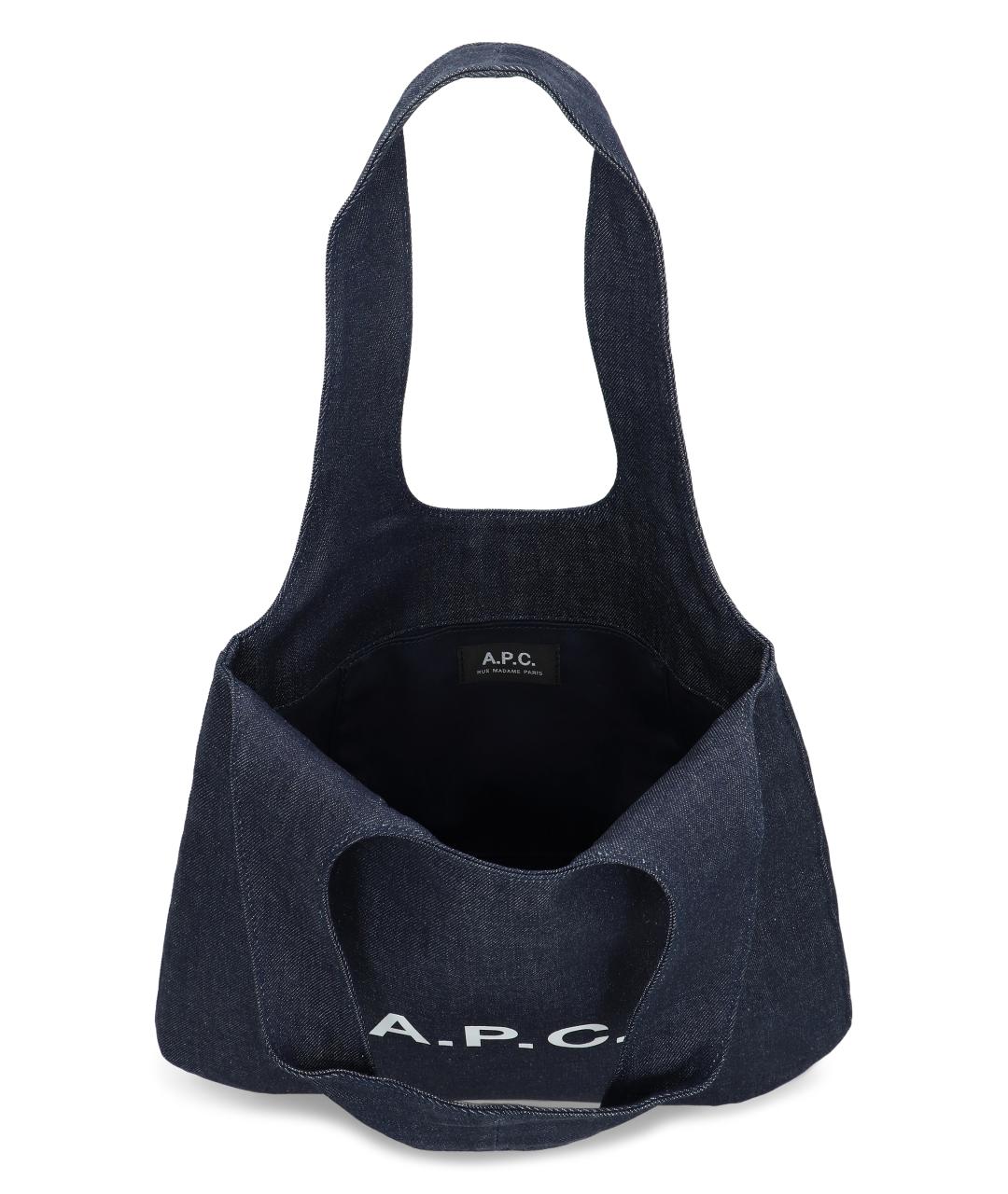 A.P.C. Синяя хлопковая сумка тоут, фото 4