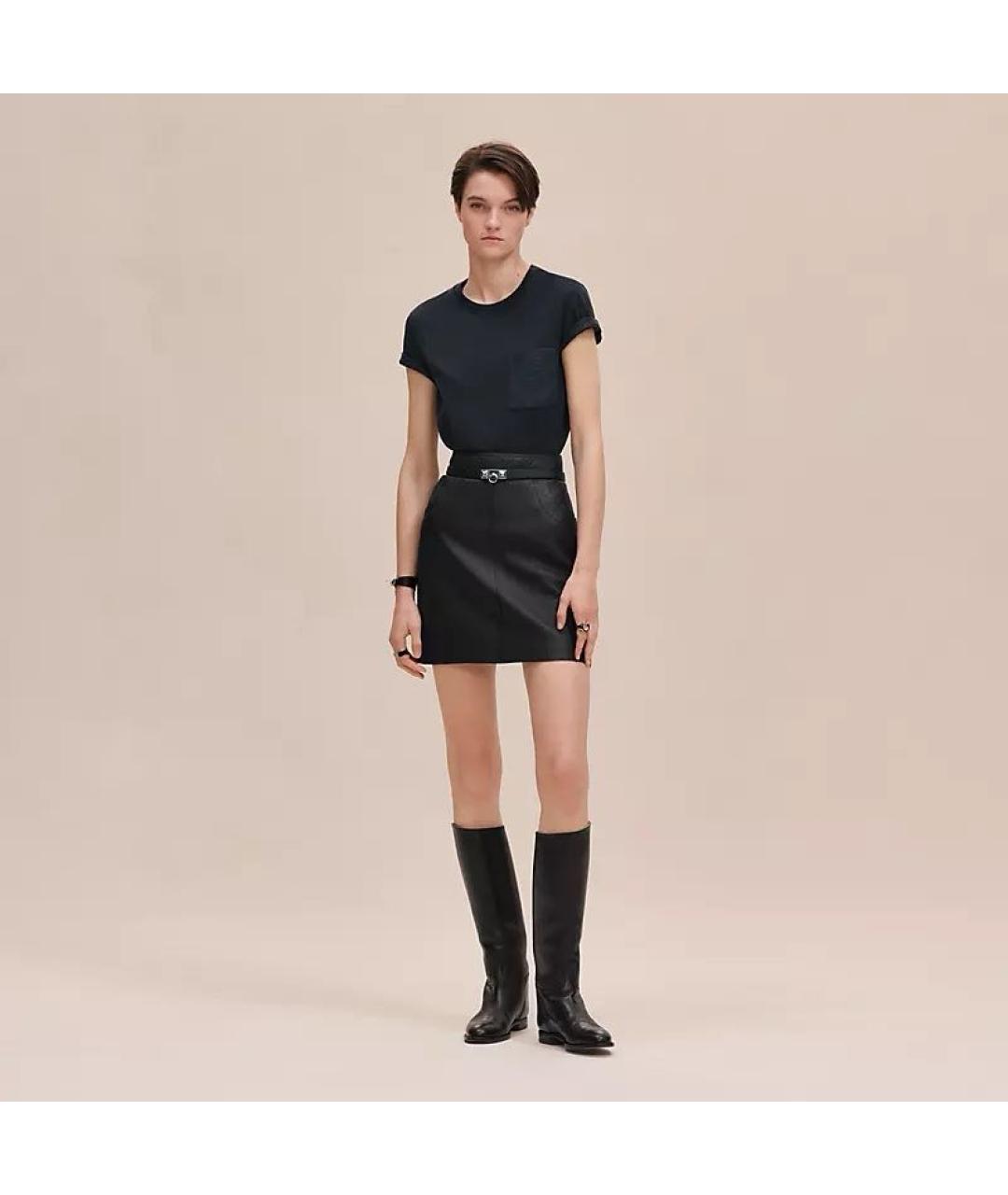 HERMES Темно-синяя хлопковая футболка, фото 5