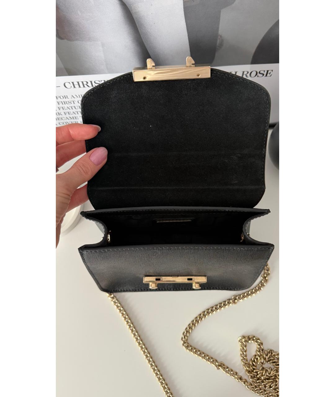 FURLA Черная кожаная сумка через плечо, фото 4