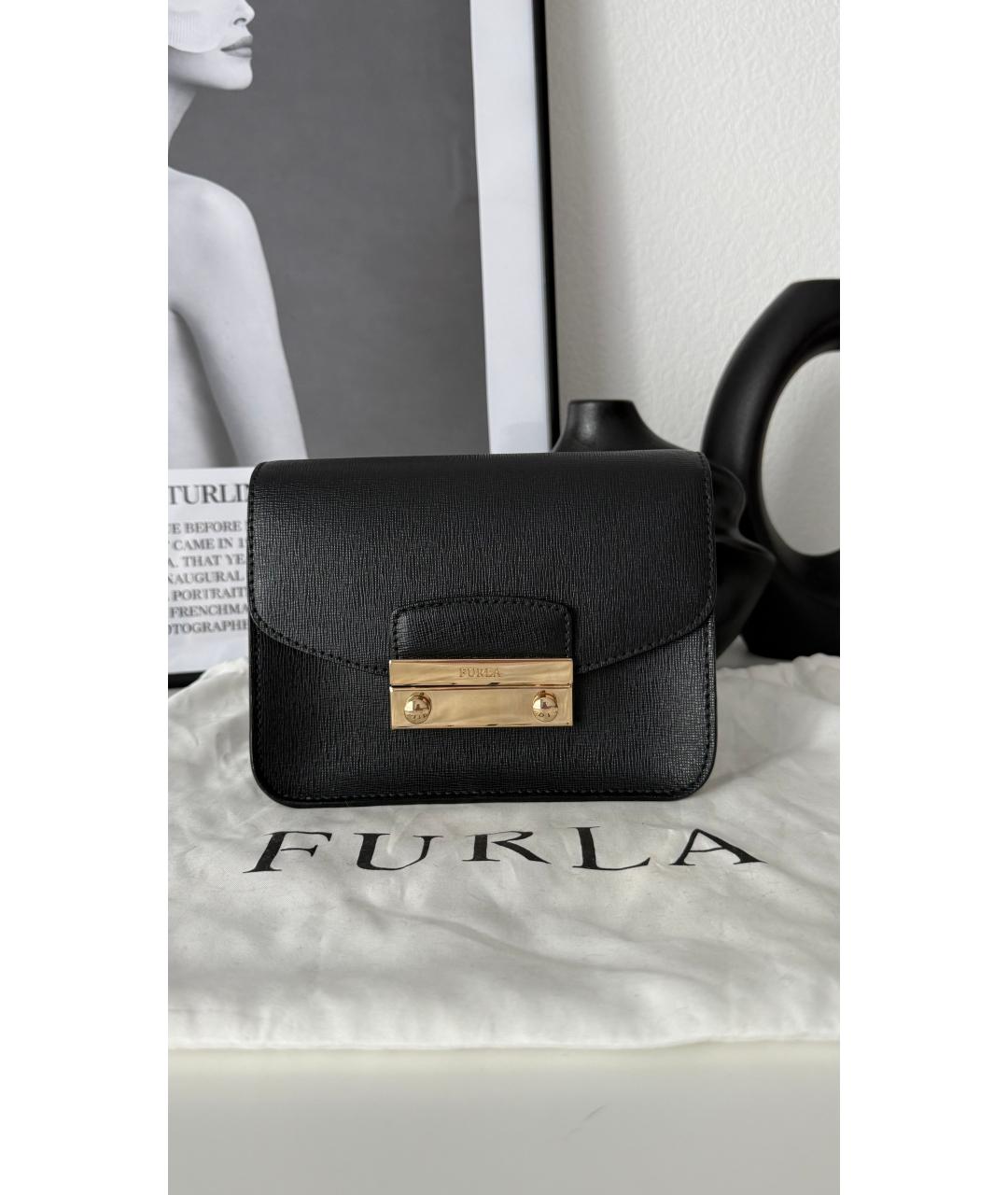 FURLA Черная кожаная сумка через плечо, фото 9