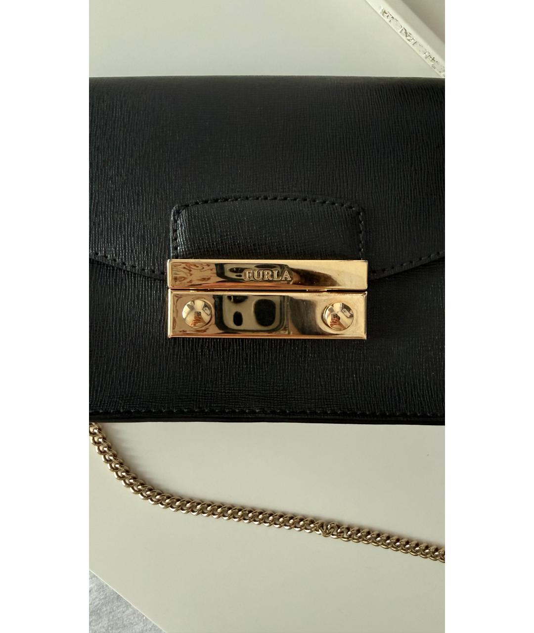 FURLA Черная кожаная сумка через плечо, фото 6