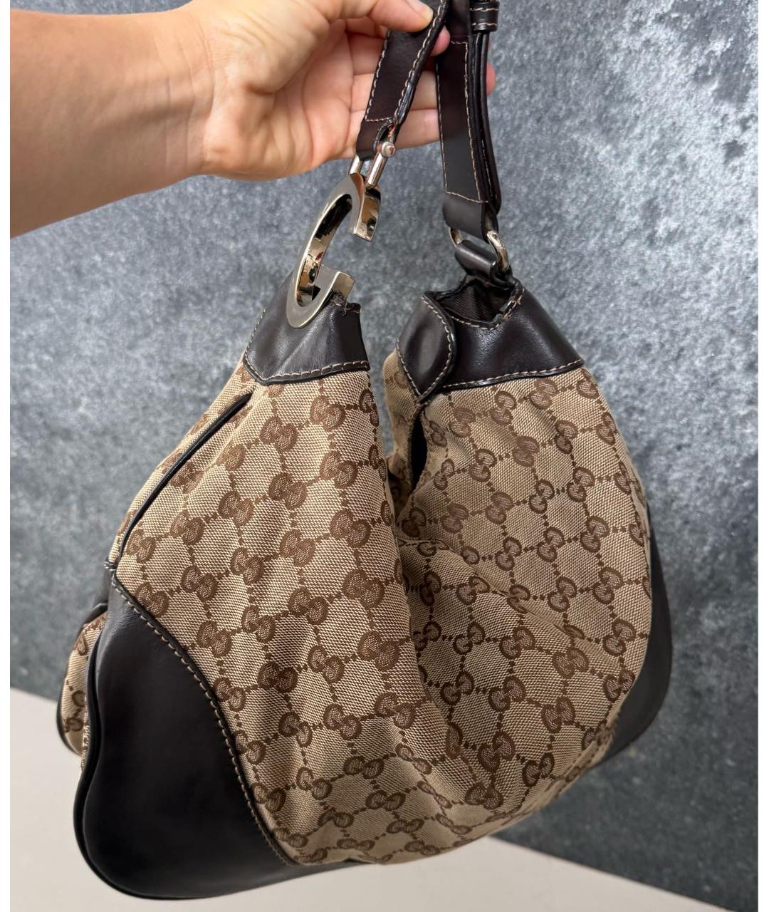 GUCCI Коричневая кожаная сумка тоут, фото 5
