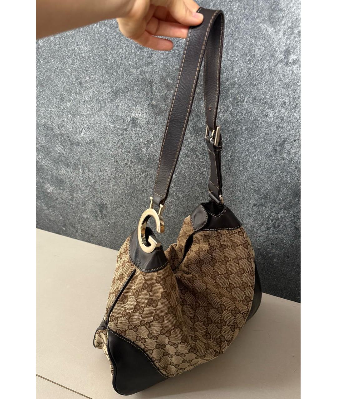 GUCCI Коричневая кожаная сумка тоут, фото 9