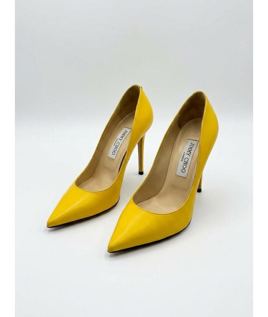 JIMMY CHOO Желтые кожаные туфли, фото 3