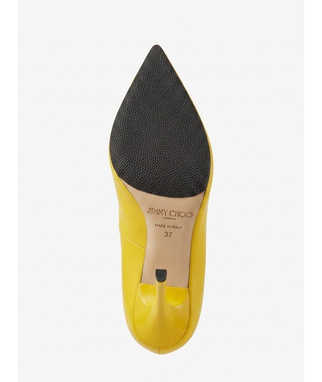 JIMMY CHOO Желтые кожаные туфли, фото 2