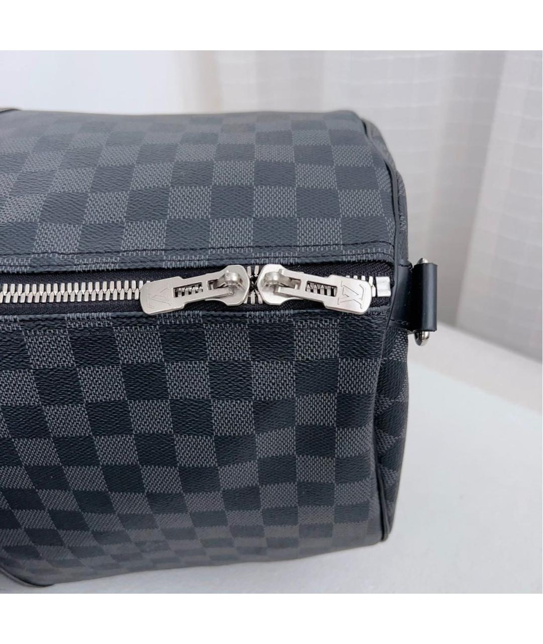 LOUIS VUITTON Черная кожаная дорожная/спортивная сумка, фото 7