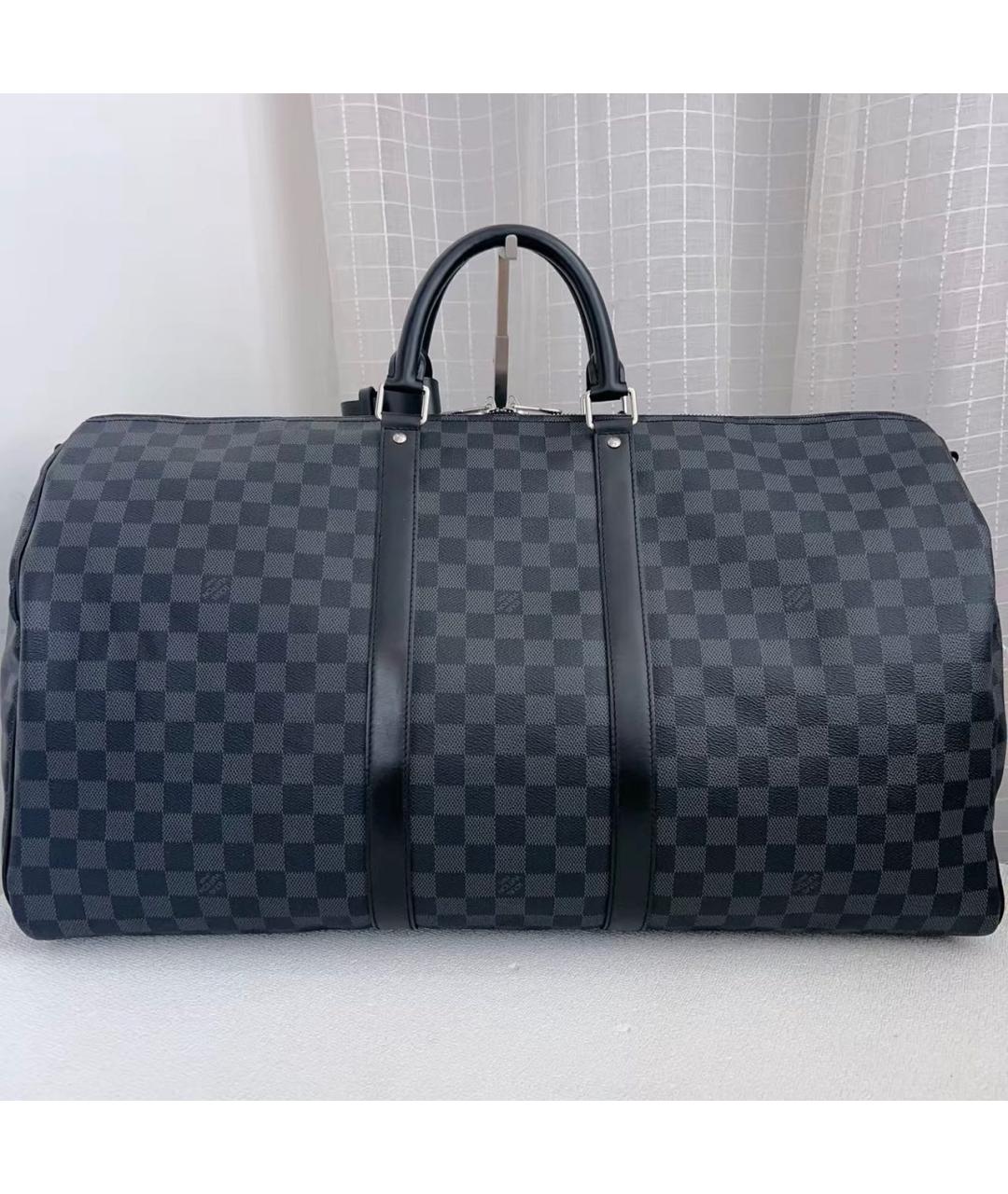 LOUIS VUITTON Черная кожаная дорожная/спортивная сумка, фото 2