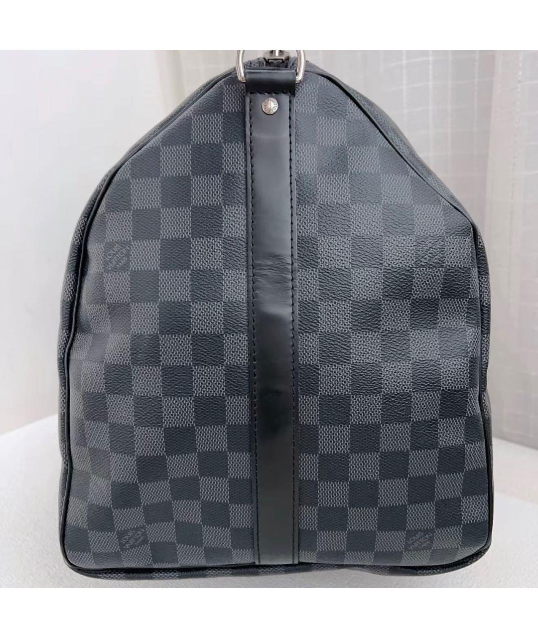 LOUIS VUITTON Черная кожаная дорожная/спортивная сумка, фото 5