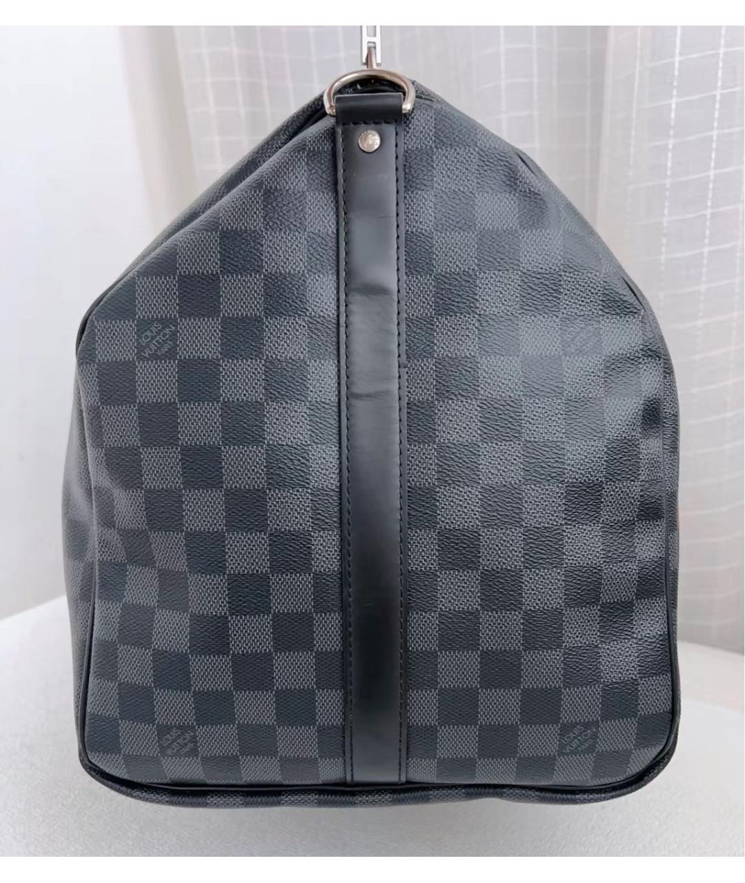 LOUIS VUITTON Черная кожаная дорожная/спортивная сумка, фото 4