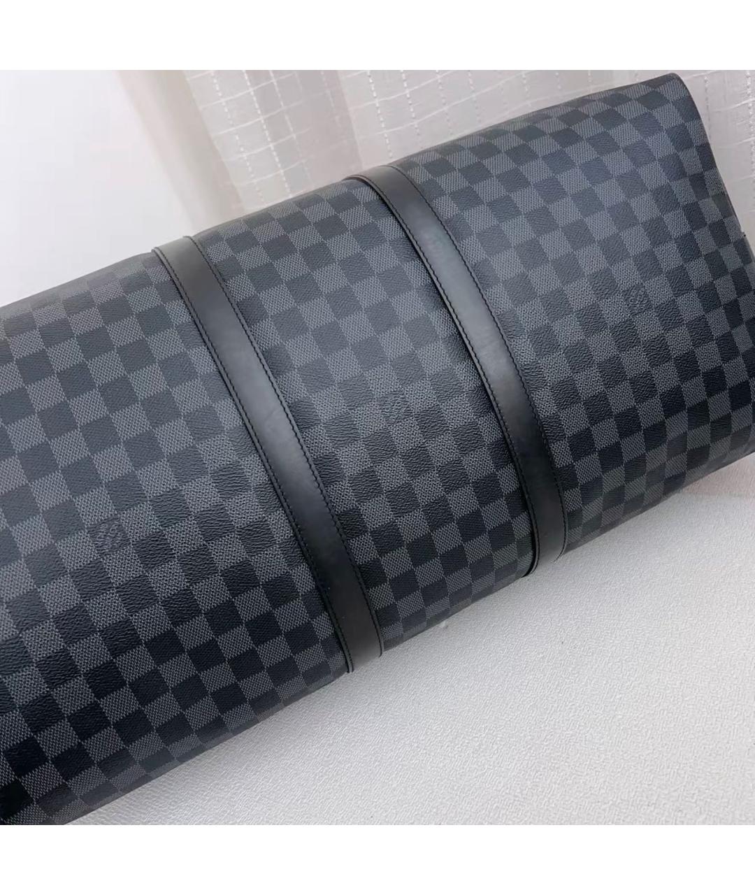 LOUIS VUITTON Черная кожаная дорожная/спортивная сумка, фото 3