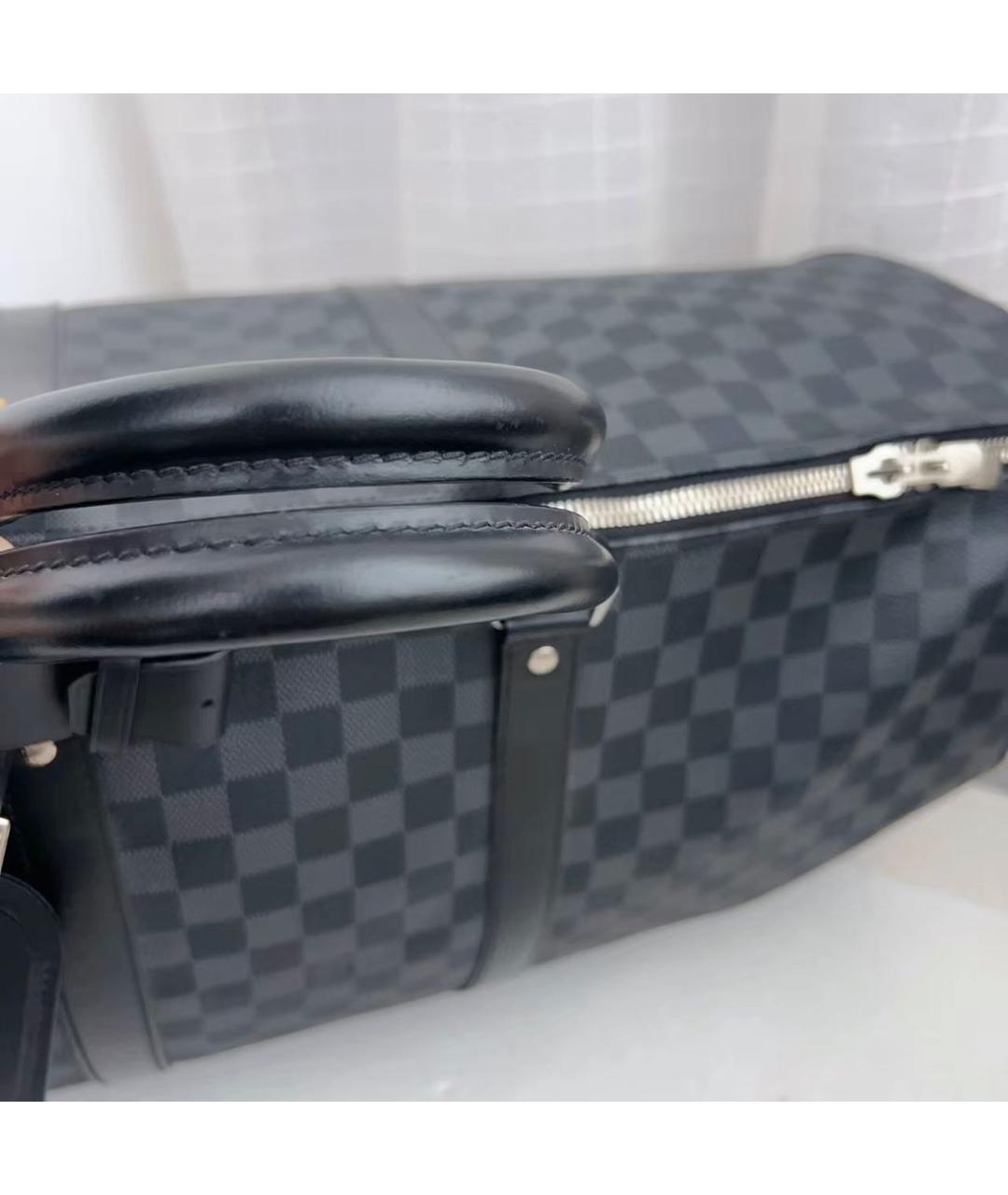 LOUIS VUITTON Черная кожаная дорожная/спортивная сумка, фото 6
