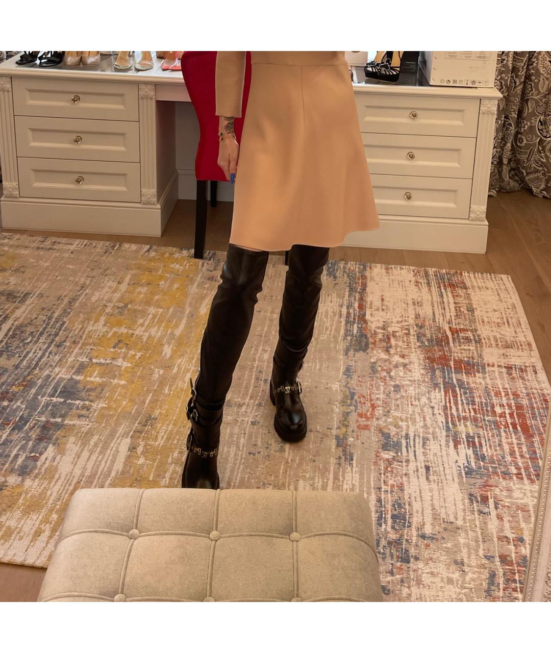 CHRISTIAN DIOR Черные кожаные ботфорты, фото 6