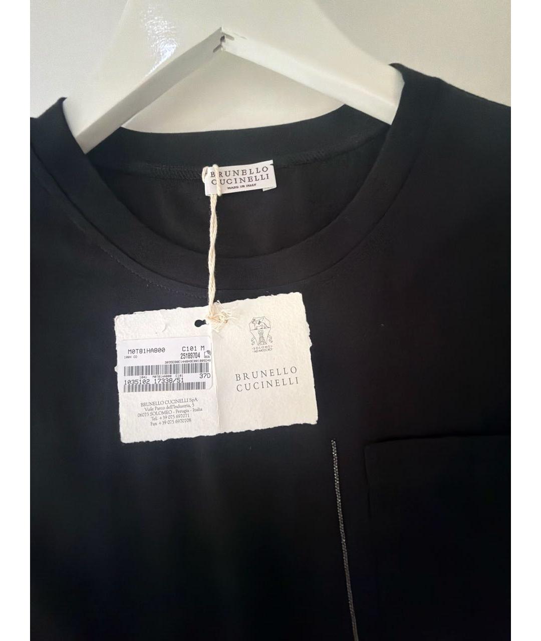 BRUNELLO CUCINELLI Черная хлопковая футболка, фото 3