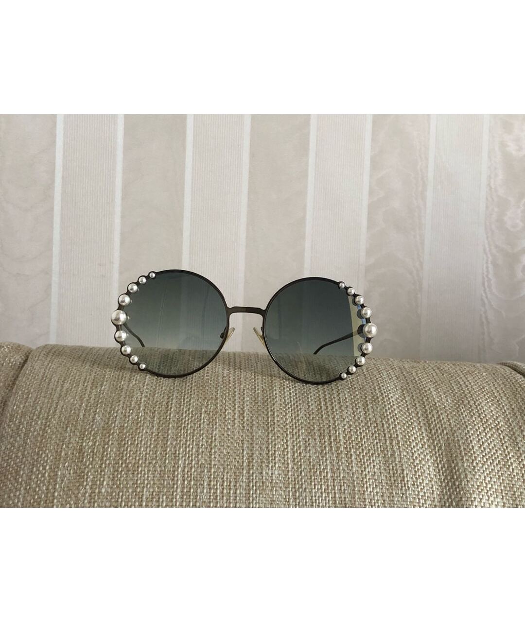 FENDI Антрацитовые металлические солнцезащитные очки, фото 7