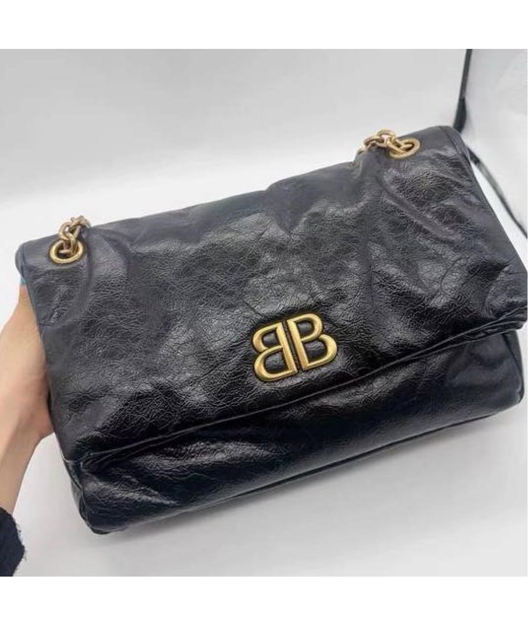 BALENCIAGA Черная кожаная сумка через плечо, фото 2