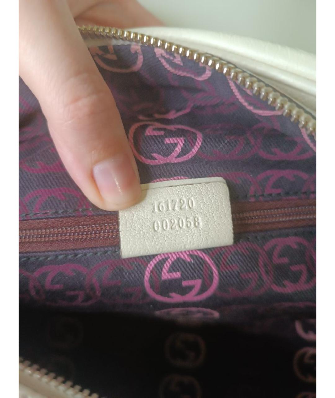 GUCCI Белая кожаная сумка с короткими ручками, фото 8