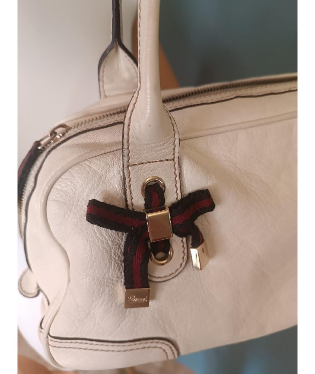 GUCCI Белая кожаная сумка с короткими ручками, фото 9