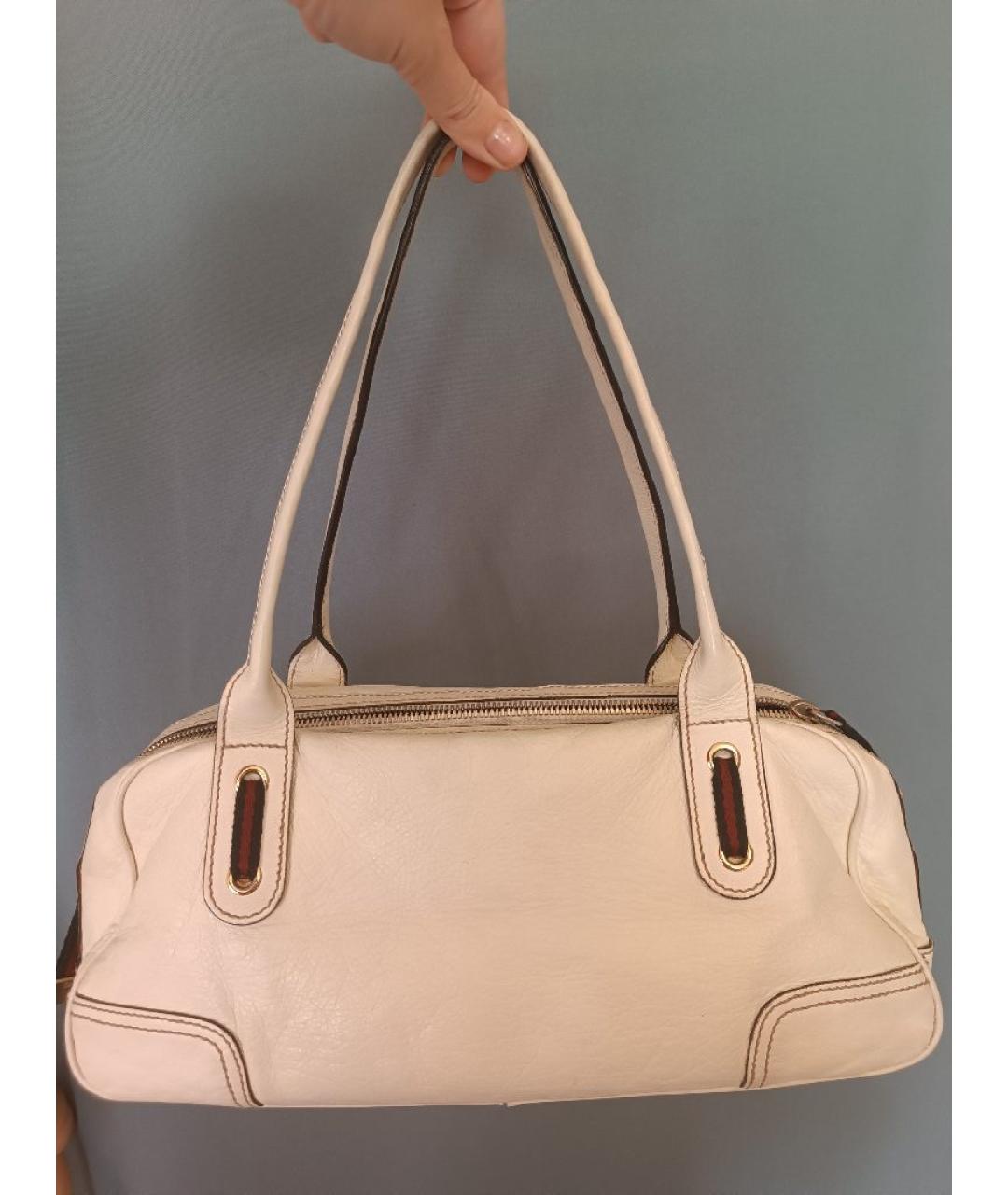GUCCI Белая кожаная сумка с короткими ручками, фото 3
