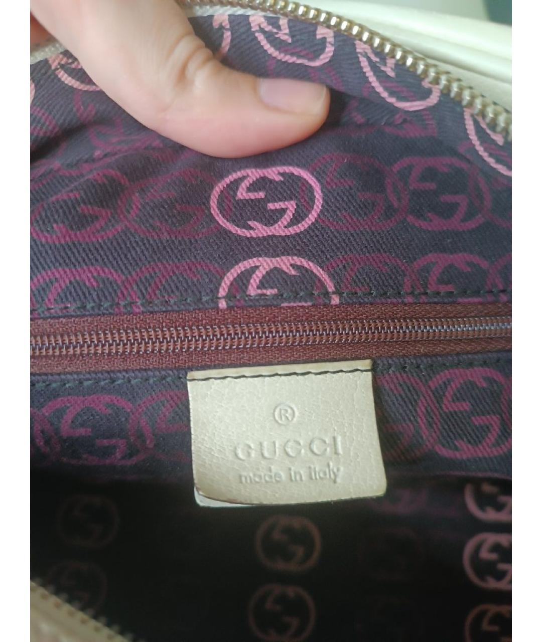 GUCCI Белая кожаная сумка с короткими ручками, фото 7
