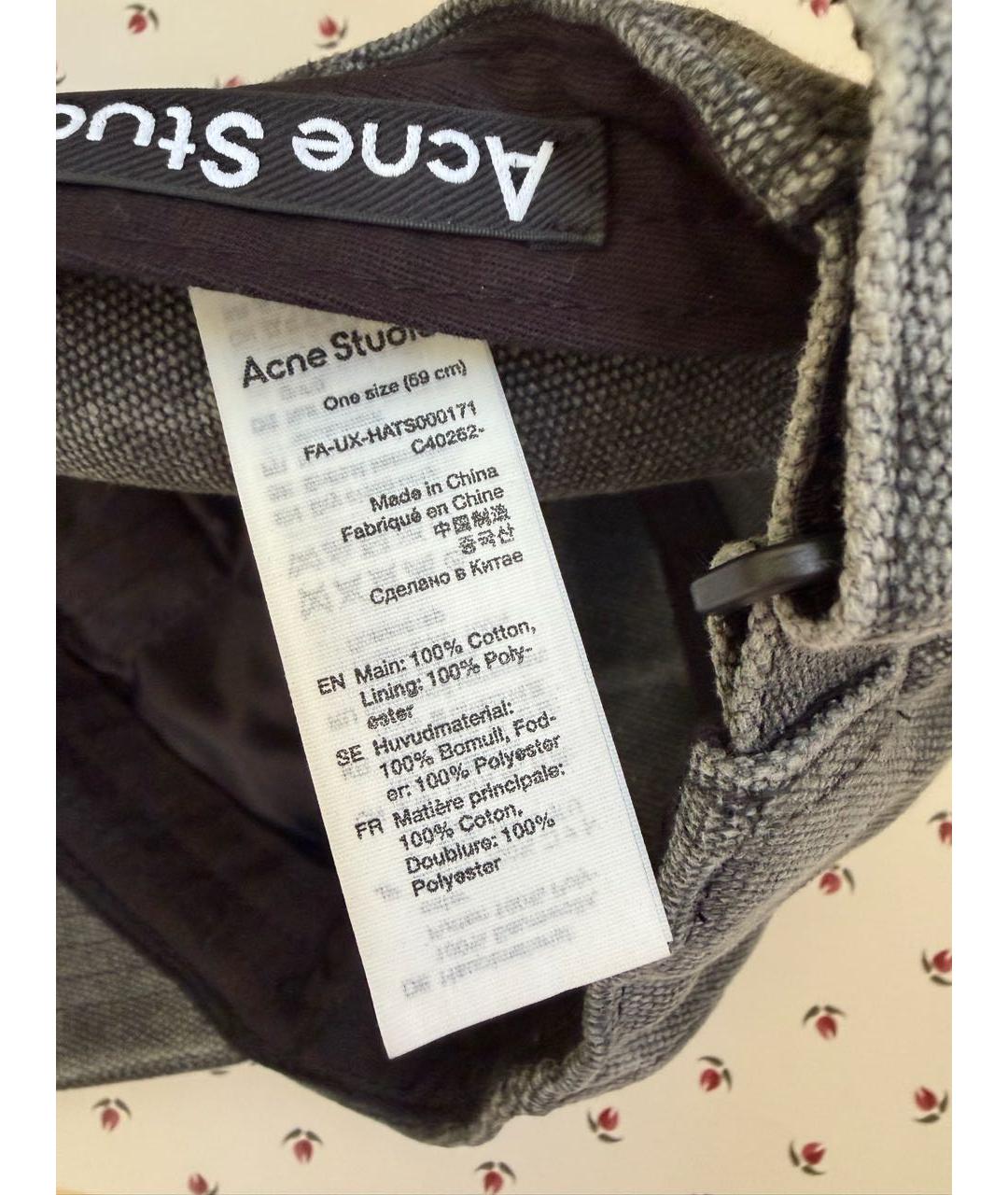 ACNE STUDIOS Серая хлопковая кепка, фото 4