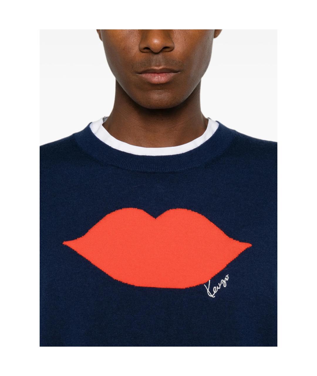 KENZO Синяя хлопковая футболка, фото 2