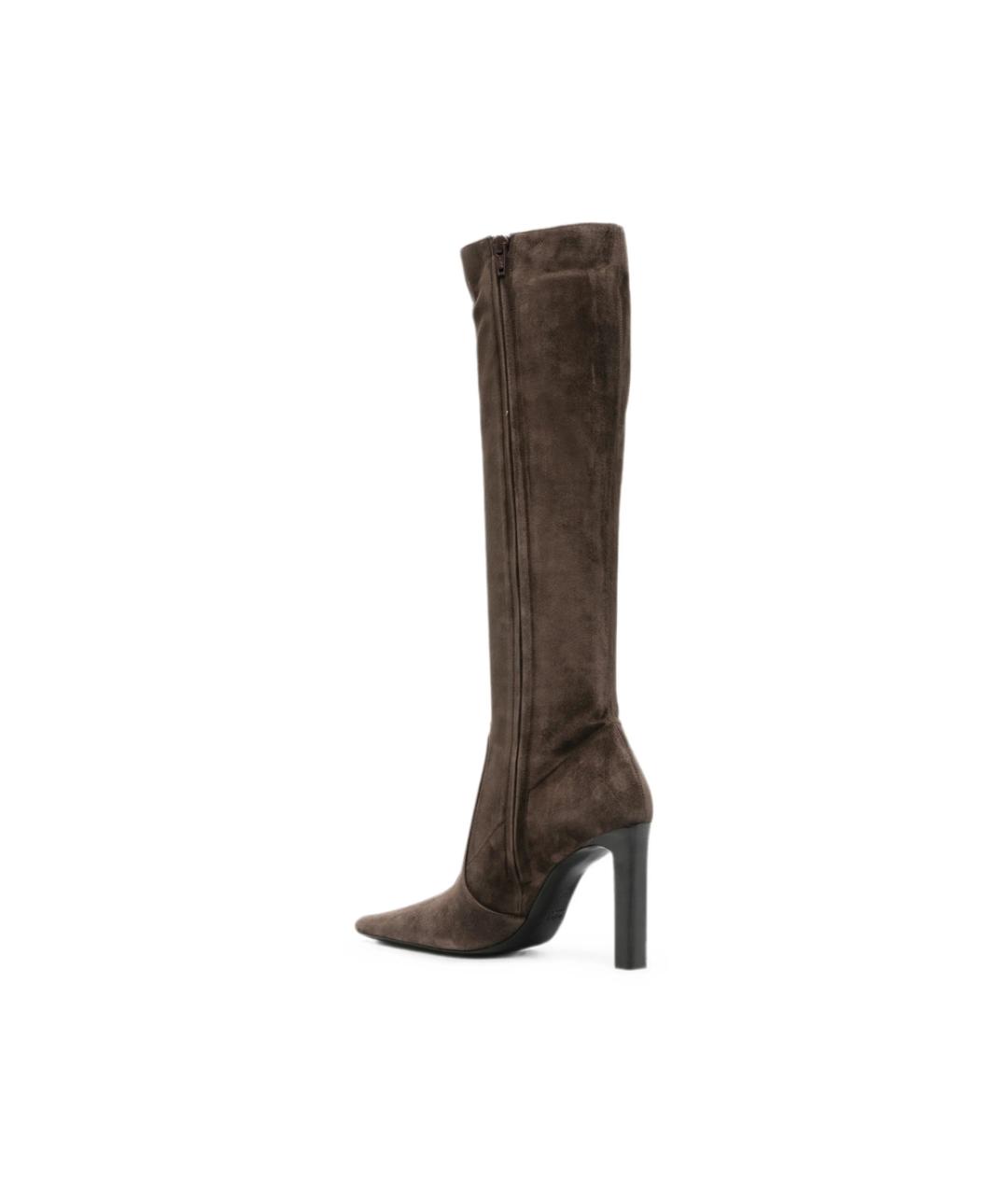SAINT LAURENT Коричневые замшевые сапоги, фото 4