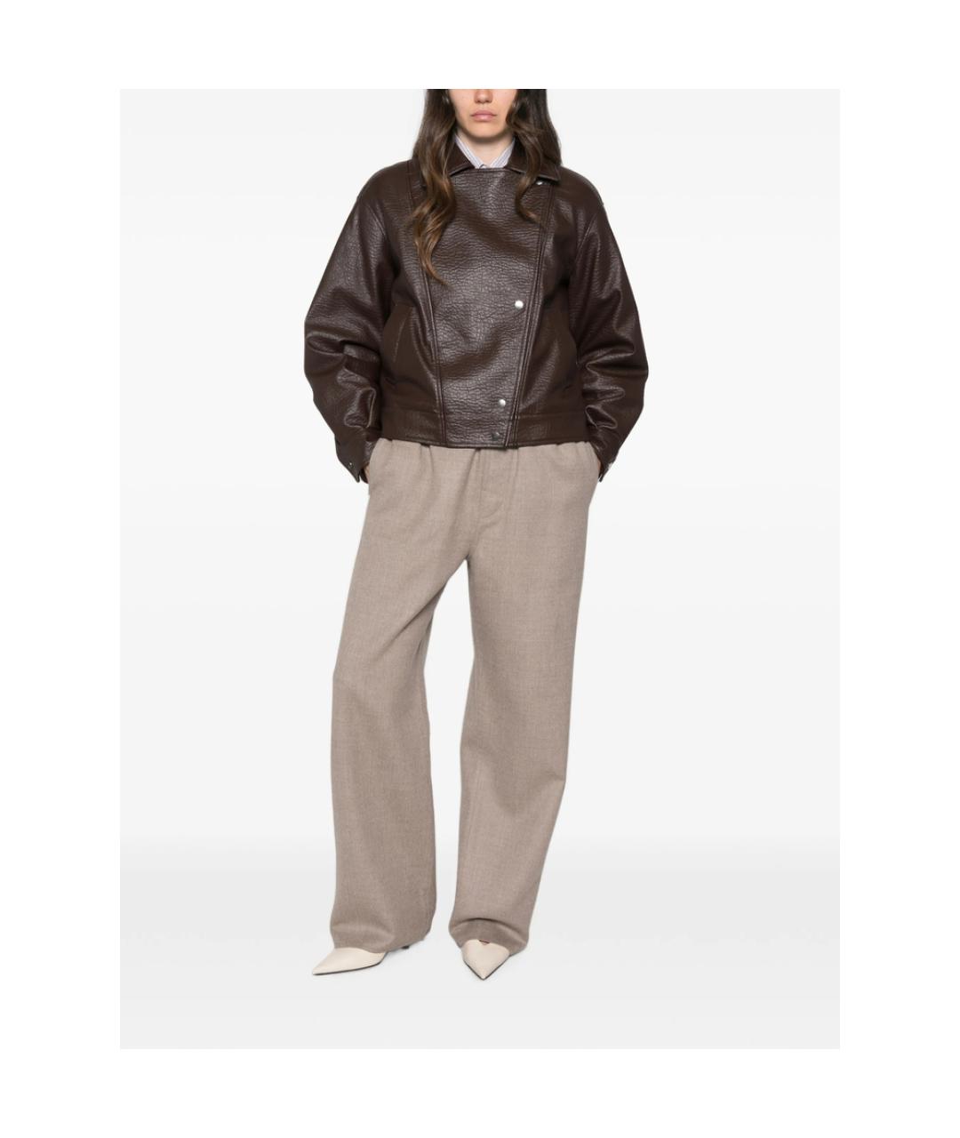 Carven Бежевые шерстяные прямые брюки, фото 3
