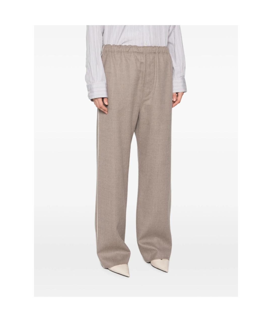 Carven Бежевые шерстяные прямые брюки, фото 4