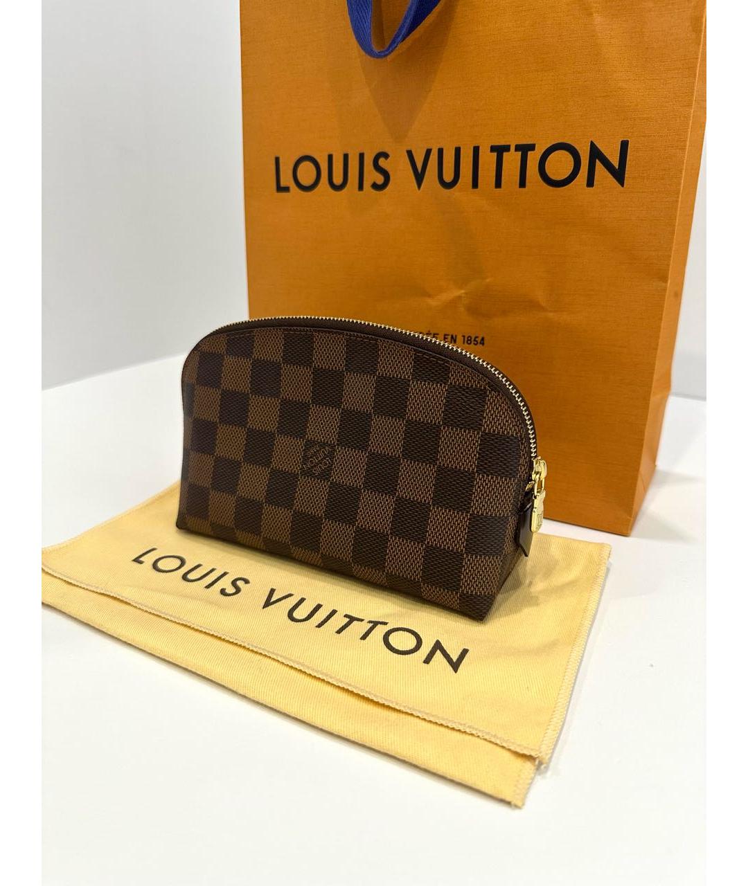LOUIS VUITTON Коричневая канва косметичка, фото 2