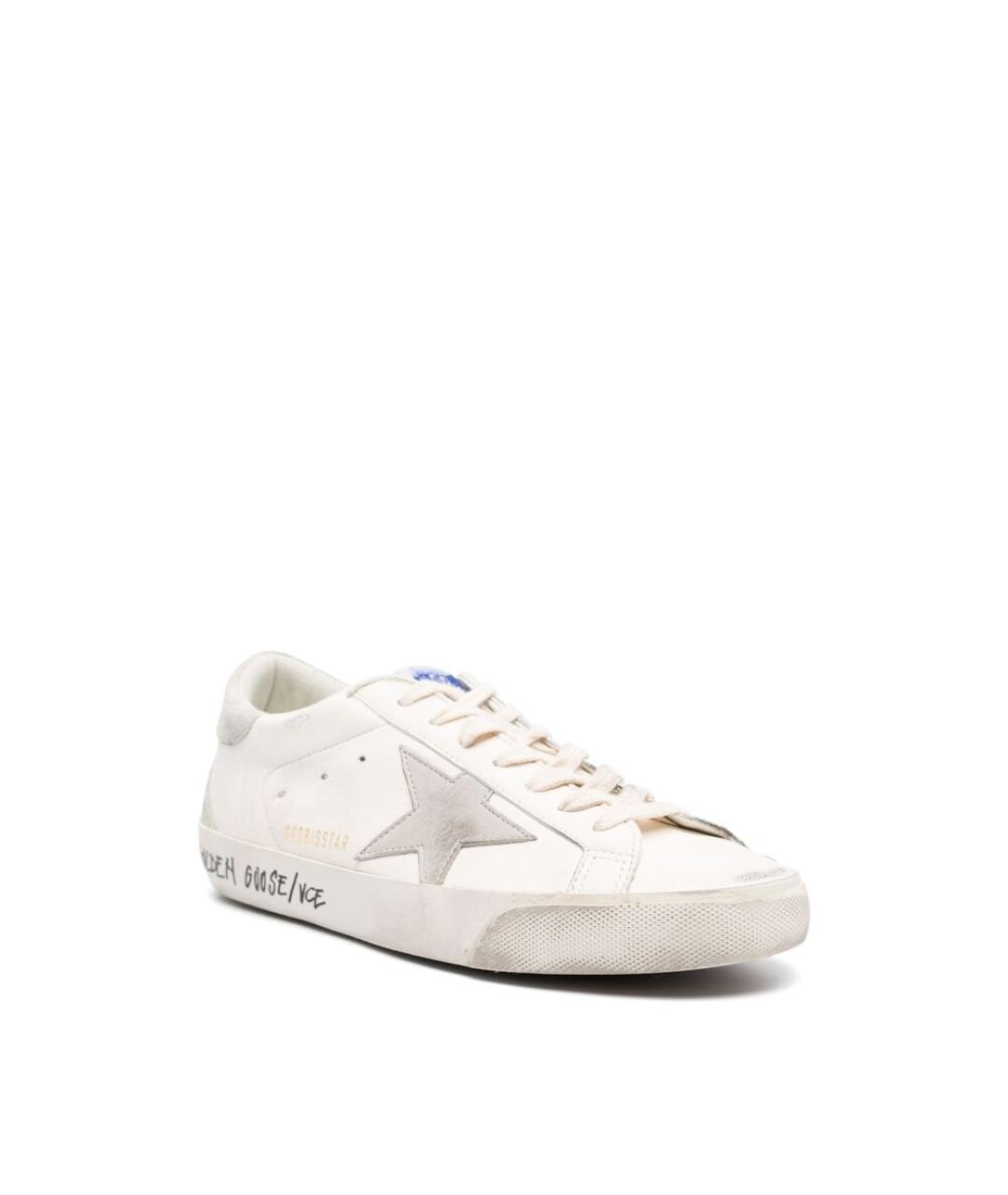 GOLDEN GOOSE Белые кожаные низкие кроссовки / кеды, фото 4
