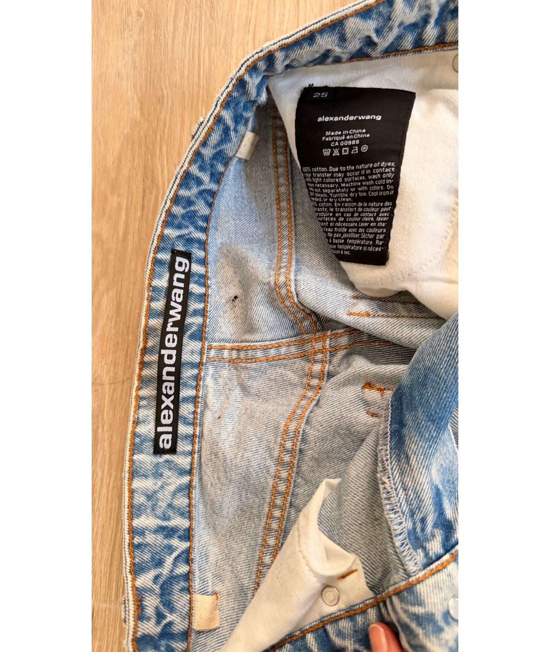 ALEXANDER WANG Голубые хлопковые прямые джинсы, фото 3