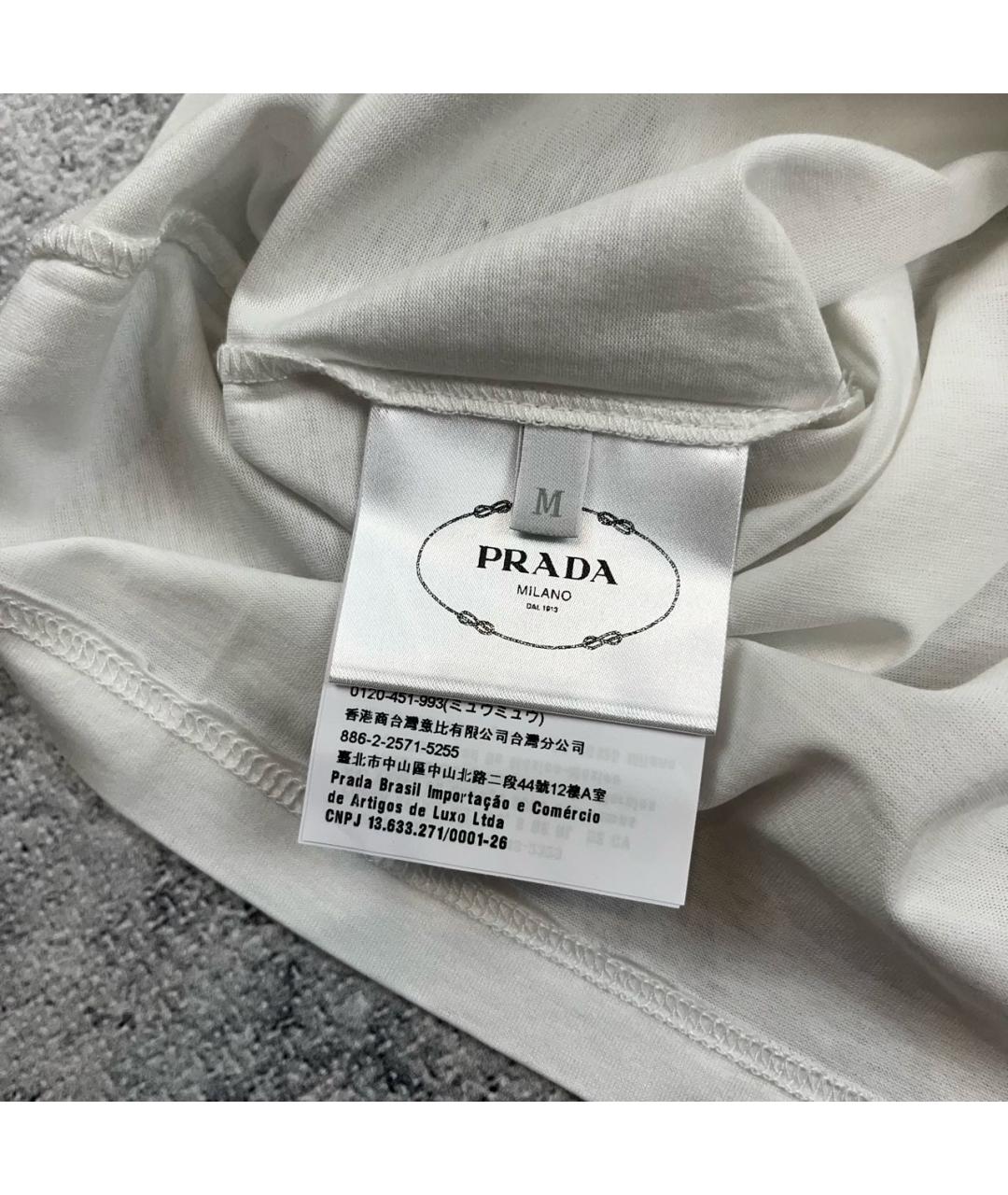 PRADA Белая хлопковая футболка, фото 4