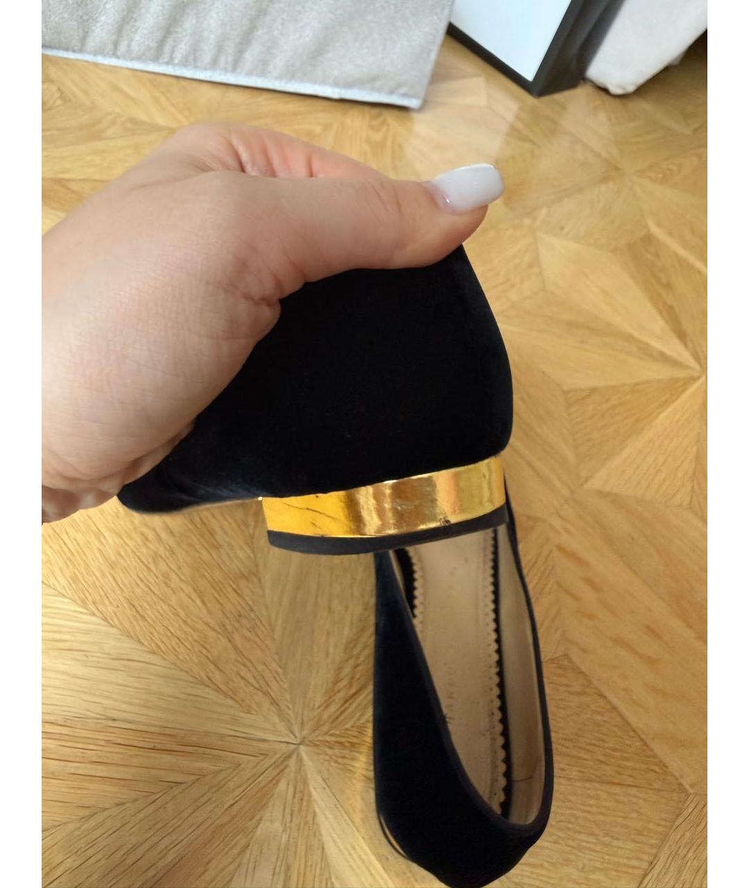 CHARLOTTE OLYMPIA Черные бархатные лоферы, фото 3