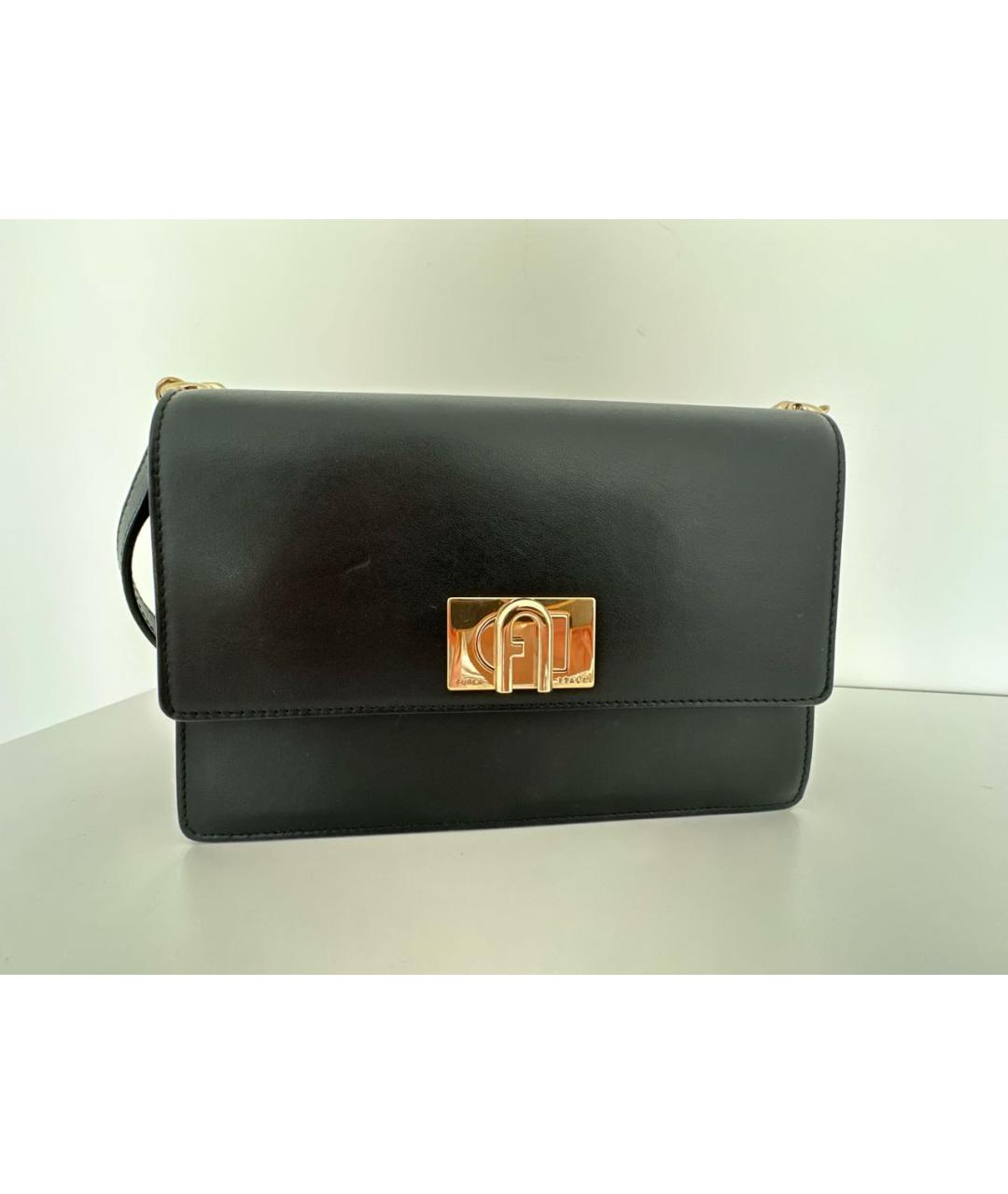 FURLA Черная кожаная сумка через плечо, фото 9