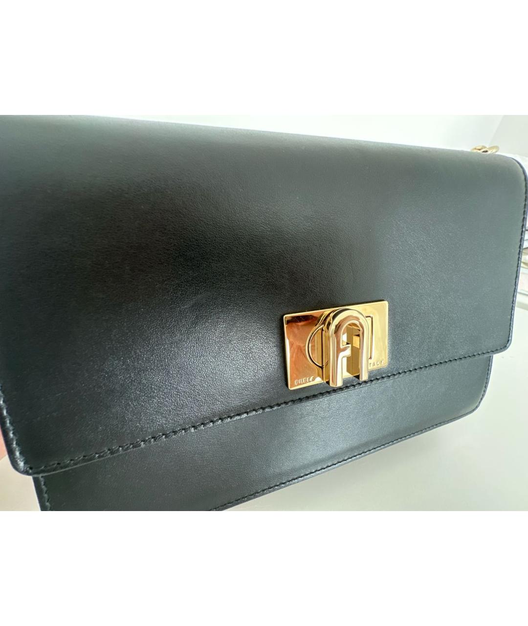 FURLA Черная кожаная сумка через плечо, фото 5