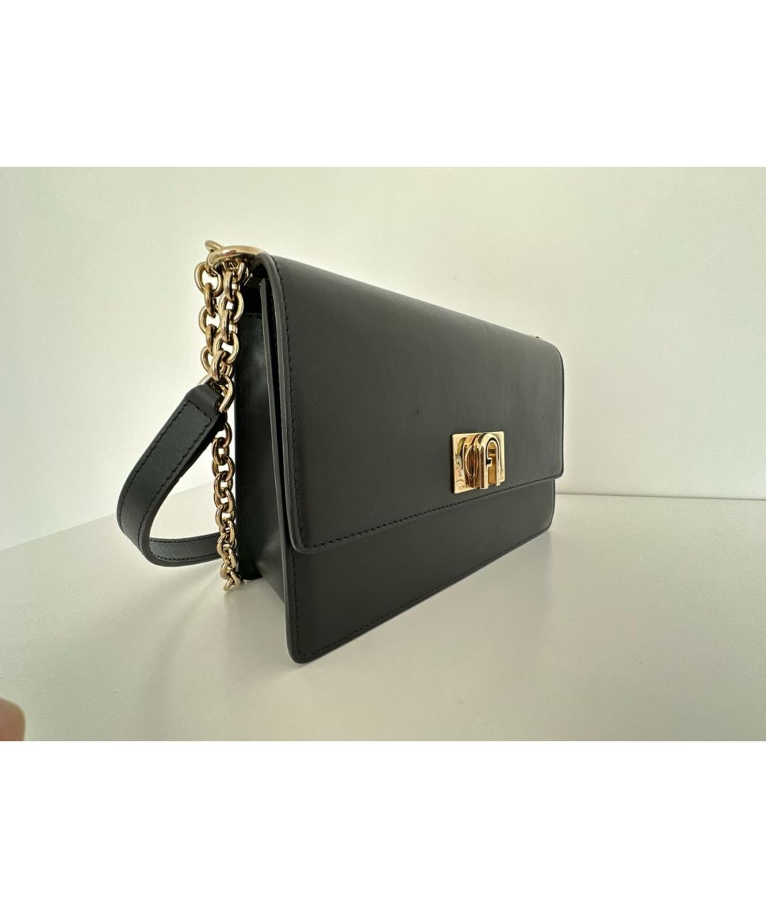 FURLA Черная кожаная сумка через плечо, фото 2