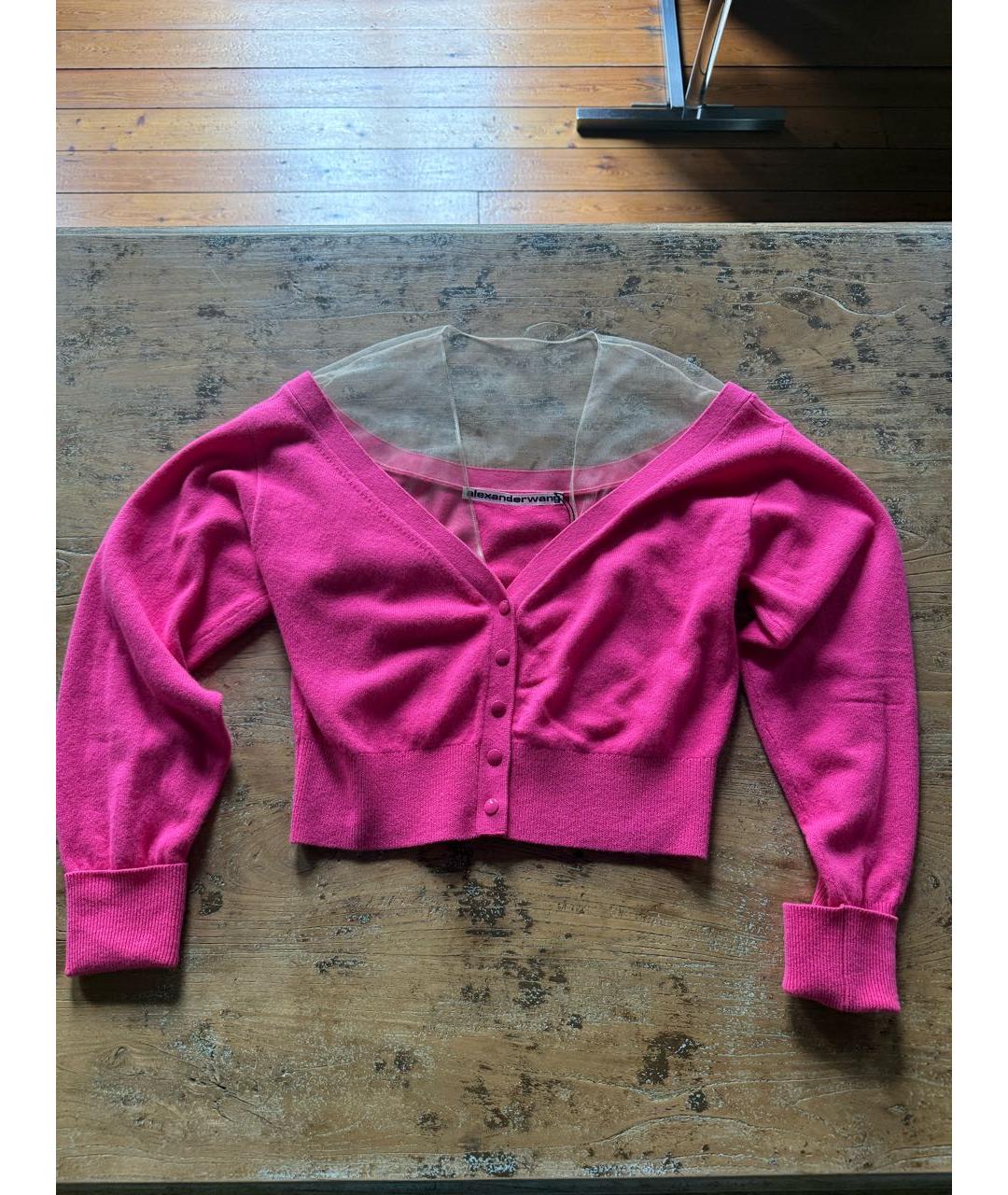 ALEXANDER WANG Розовый шерстяной кардиган, фото 6